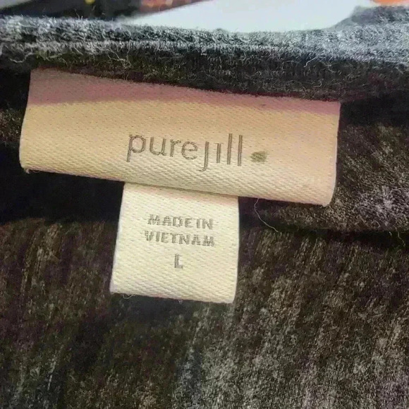 J. Jill Pure Jill Top Size Large Gray Long Sleeve Rear V Neck Twisted Knot - Picture 7 of 10